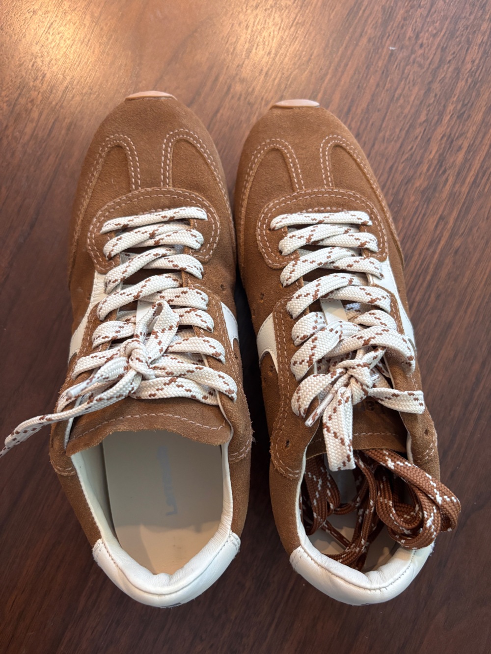 Larroude Stella Brown Suede Sneakers with White Accents size 7.5 - Picture 4 of 11